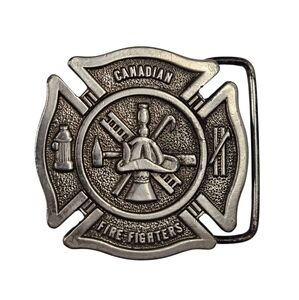 Spec Cast “Canadian Fire Fighters” Pewter Belt Buckle – 2"x 2"